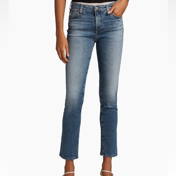 Ag Adriano Goldschmied Blue Ankle Cropped Jeans - Picture 1 of 11